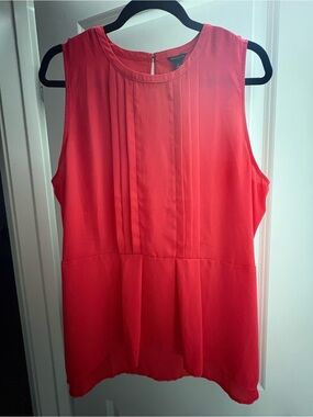 Ann Taylor Coral Sleeveless Pintuck Blouse NWT